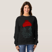 Tintenfisch mit einer Strickmütze Grafik Sweatshirt (Vorne ganz)