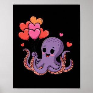 Tintenfisch mit Herz Lloons Valentinstag  Poster
