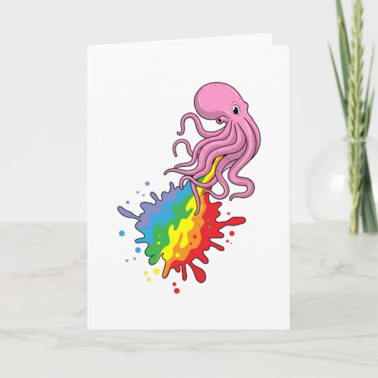 Tintenfisch mit Regenbogen Karte (Vorderseite)