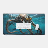 Tintenfisch mit Rüstung aus Stahlstahl Schreibtischunterlage (Tastatur & Maus)