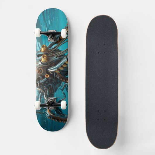 Tintenfisch mit Rüstung aus Stahlstahl Skateboard (Vorderseite)