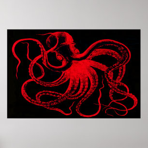 Tintenfisch Nautical Steampunk Vintage Kraken Mons Poster