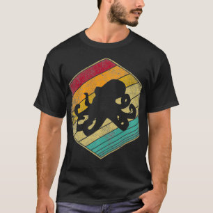 Tintenfisch Ozean Fisch Meer Retro Stil Vintage 70 T-Shirt