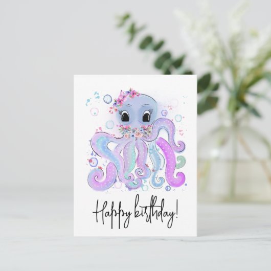 Tintenfisch Postkarte (Stehend Vorderseite)