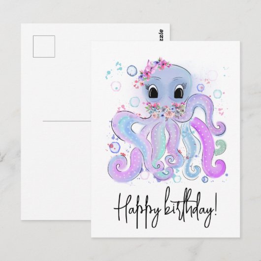 Tintenfisch Postkarte (Vorne/Hinten)