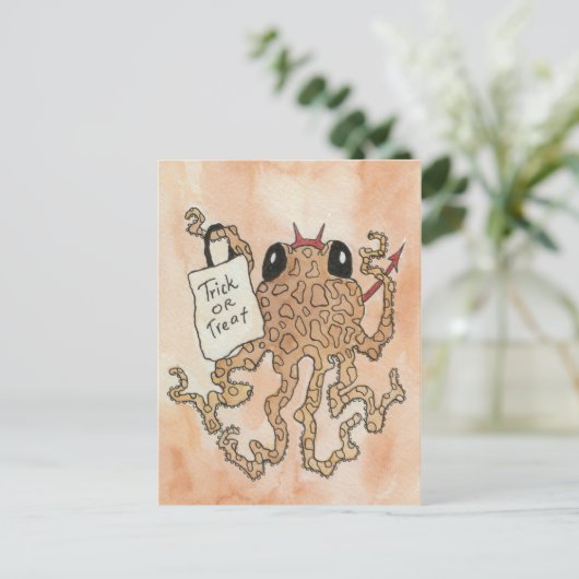 Tintenfisch Postkarte (Stehend Vorderseite)