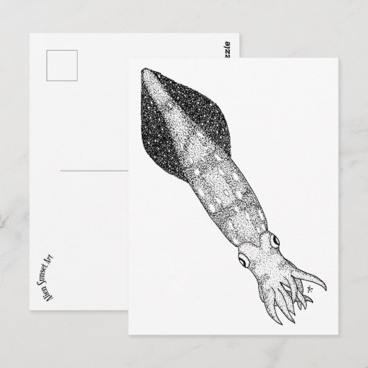 Tintenfisch Postkarte (Vorne/Hinten)