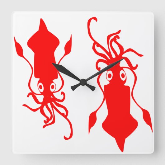 Tintenfisch Quadratische Wanduhr (Vorderseite)