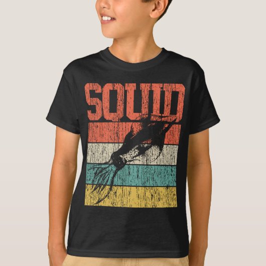 Tintenfisch Retro Vintager Meeresbiologe T-Shirt (Vorderseite)