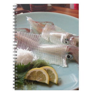Tintenfisch-Sashimi Japanische Mahlzeit Mittagesse Notizblock