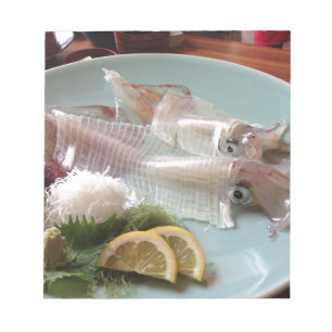 Tintenfisch Sashimi Japanisches Essen zum Mittages Notizblock