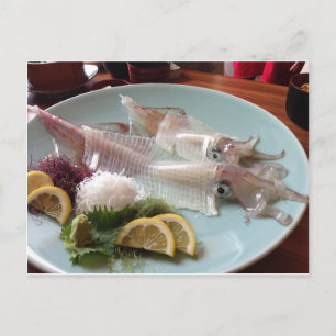 Tintenfisch Sashimi Japanisches Essen zum Mittages Postkarte