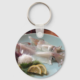 Tintenfisch Sashimi Japanisches Essen zum Mittages Schlüsselanhänger