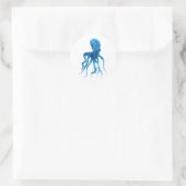 Tintenfisch-Silhouette in Aquarell Runder Aufkleber (Tasche)