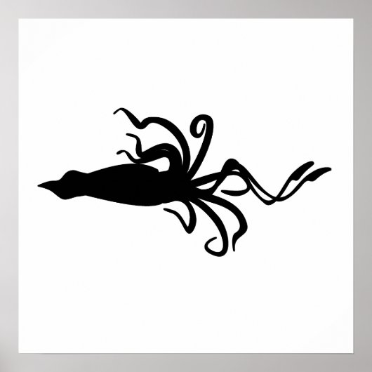 Tintenfisch Silhouette Poster (Vorne)