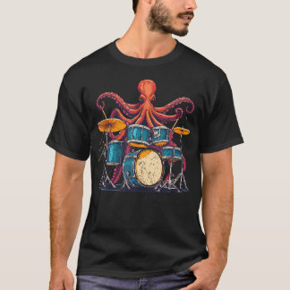 Tintenfisch spielt Schlagzeug I Schlagzeuger Schla T-Shirt