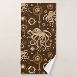 Tintenfisch Steampunk Retro Mechanische Fantasie Badhandtuch Set
