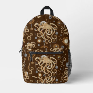 Tintenfisch Steampunk Retro Mechanische Fantasie Bedruckter Rucksack