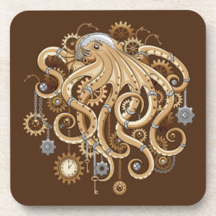 Tintenfisch Steampunk Retro Mechanische Fantasie Getränkeuntersetzer