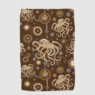 Tintenfisch Steampunk Retro Mechanische Fantasie Golfhandtuch