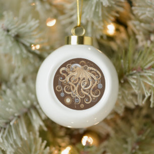 Tintenfisch Steampunk Retro Mechanische Fantasie Keramik Kugel-Ornament