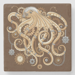 Tintenfisch Steampunk Retro Mechanische Fantasie Steinuntersetzer