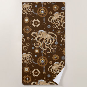 Tintenfisch Steampunk Retro Mechanische Fantasie Strandtuch