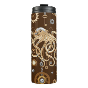 Tintenfisch Steampunk Retro Mechanische Fantasie Thermosbecher