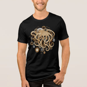 Tintenfisch Steampunk Retro Mechanische Fantasie Tri-Blend Shirt
