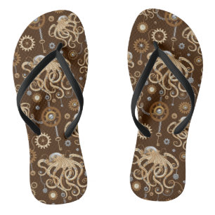 Tintenfisch Steampunk Retro Mechanische Fantasy Badesandalen