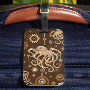 Tintenfisch Steampunk Retro Mechanische Fantasy Gepäckanhänger
