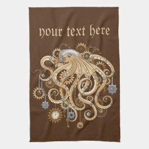 Tintenfisch Steampunk Retro Mechanische Fantasy Geschirrtuch