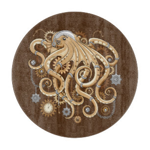 Tintenfisch Steampunk Retro Mechanische Fantasy Schneidebrett