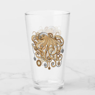 Tintenfisch Steampunk Surrealer Retro-Stil Maschin Glas