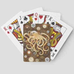 Tintenfisch Steampunk Surrealer Retro-Stil Maschin Spielkarten