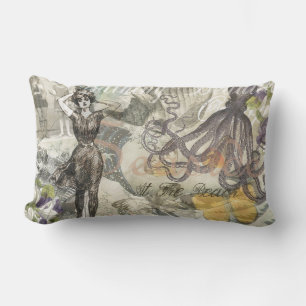 Tintenfisch Strand Antik Coastal Steampunk Lendenkissen