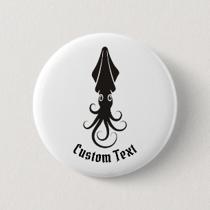 Tintenfisch-Symbol Schwarz Button