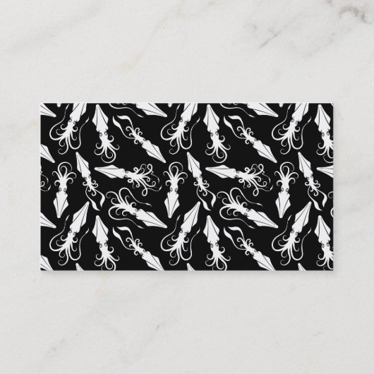 Tintenfisch-Symbol weiß Horizontal Visitenkarte (Rückseite)