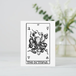 Tintenfisch-Tarotkarte Vintage-Meeresillustration Postkarte