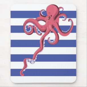 Tintenfisch taucht unter Wasser mit Streifen. Mousepad
