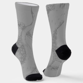 Tintenfisch Tentakel grau auf grauen Socken