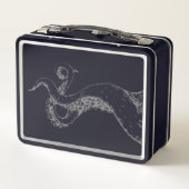 Tintenfisch Tentakel grau auf schwarzer Lunchbox (Rückseite)