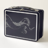 Tintenfisch Tentakel grau auf schwarzer Lunchbox (Vorderseite)