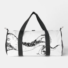 Tintenfisch Tentakel schwarz auf weißem Reisetasch Duffle Bag