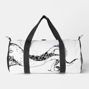 Tintenfisch Tentakel schwarz auf weißem Reisetasch Duffle Bag