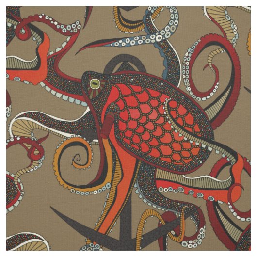 Tintenfisch-Tinte Umberbraun Stoff (Muster)