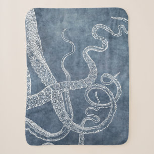 Tintenfisch Twilight Blue Denim Aquarellkunst Sherpadecke