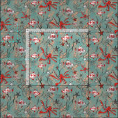 Tintenfisch und Fischgewebe in Korallen und Blau Stoff (Kachel)