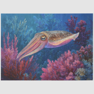 Tintenfisch und Korallen-Dekoupage Seidenpapier