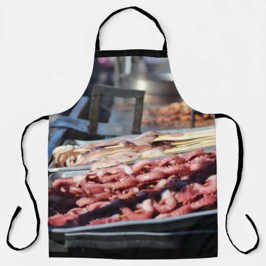 Tintenfisch und Oktopus Kabobs - Lebensmittelfotog Schürze (Vorderseite)